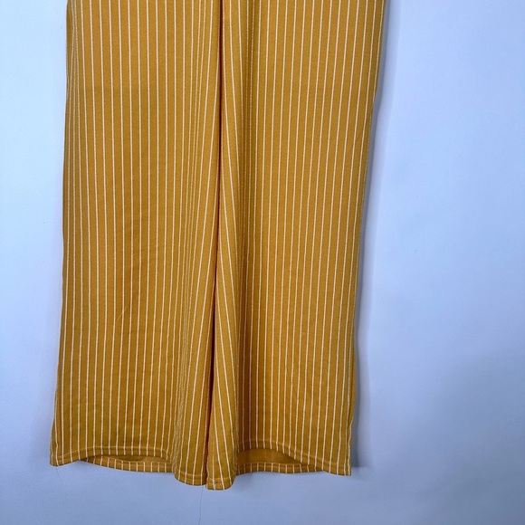 PrettyLittleThing Mustard PinStriped Bandeau Cropped Jumpsuit size 6 NWT - Picture 4 of 12